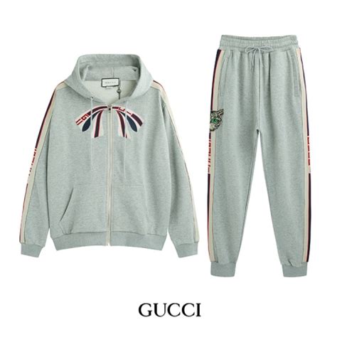 grey gucci tracksuit|gucci ribbon tracksuit top.